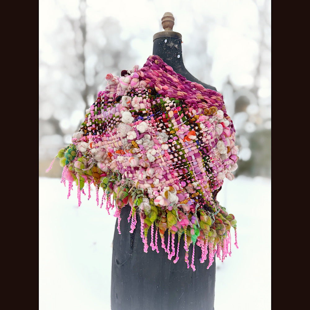 Handmade wool Woven Scarf shawlette 26”X  20” larger size