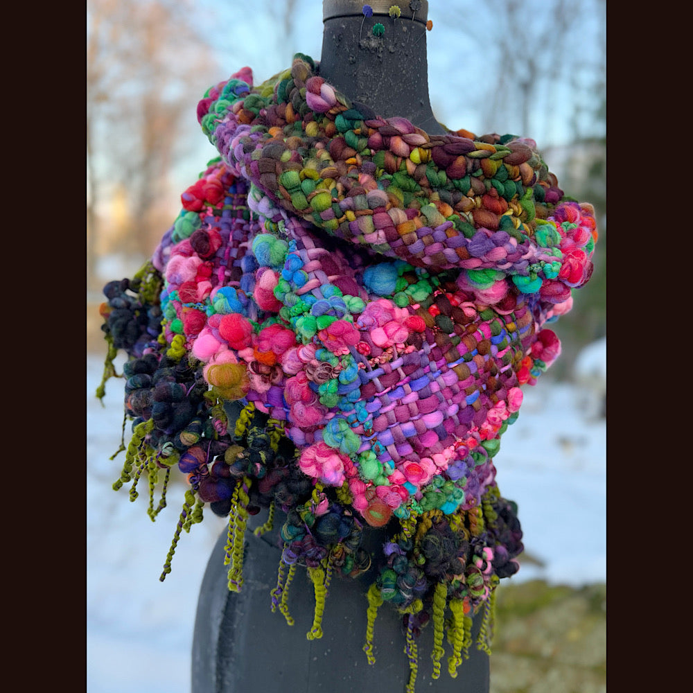 Handmade wool Woven Scarf shawlette 19” X 18”