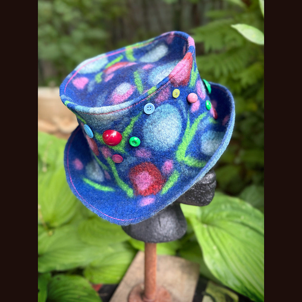 OOAK Handmade wool Felted hat 23.5” medium Silk lining