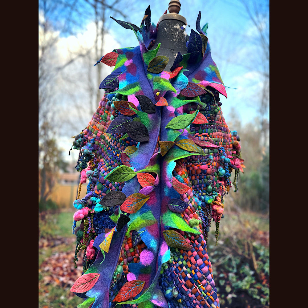 Handmade wool Felted Scarf 88”X 18”