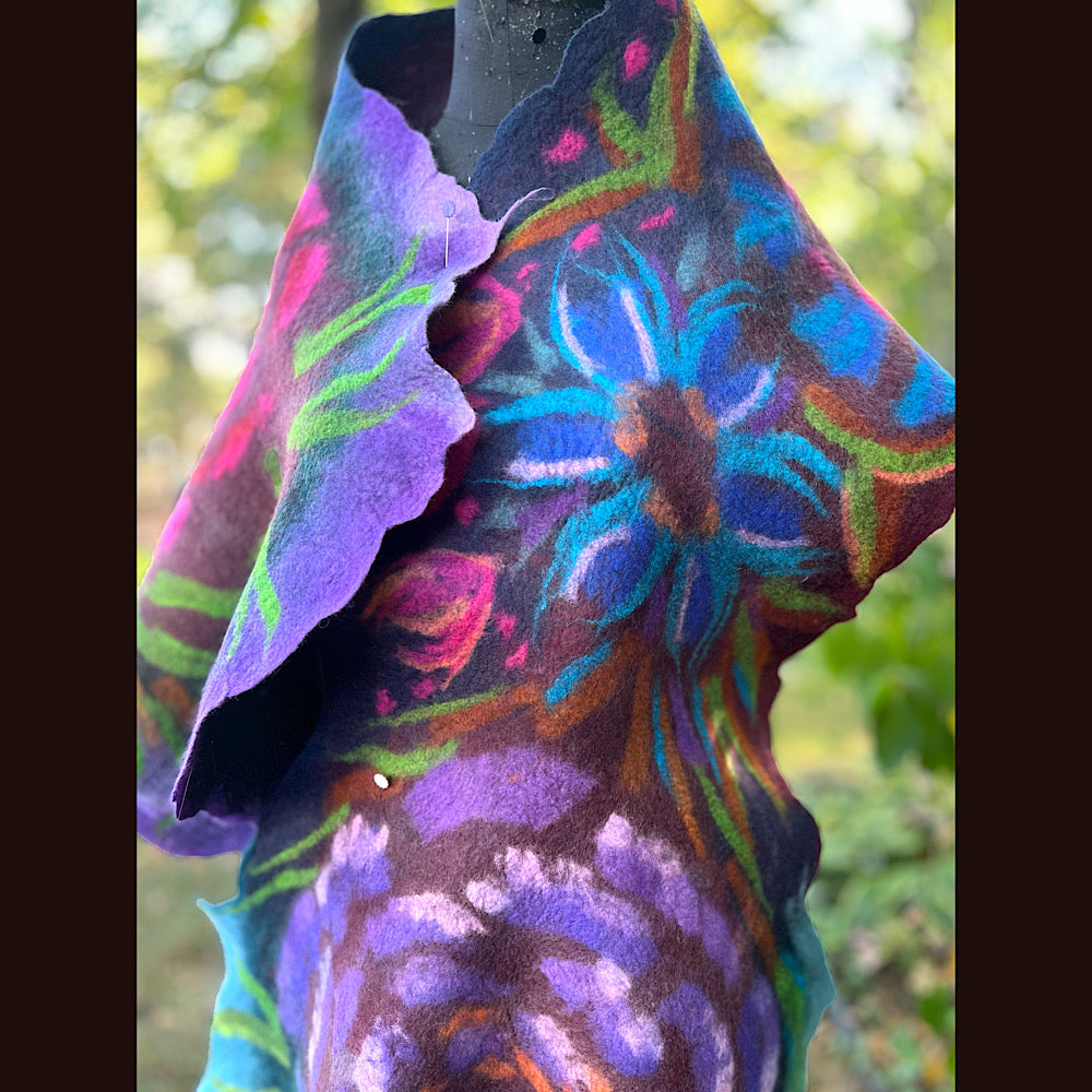 Handmade Felted Wool Scarf 74” X 29”