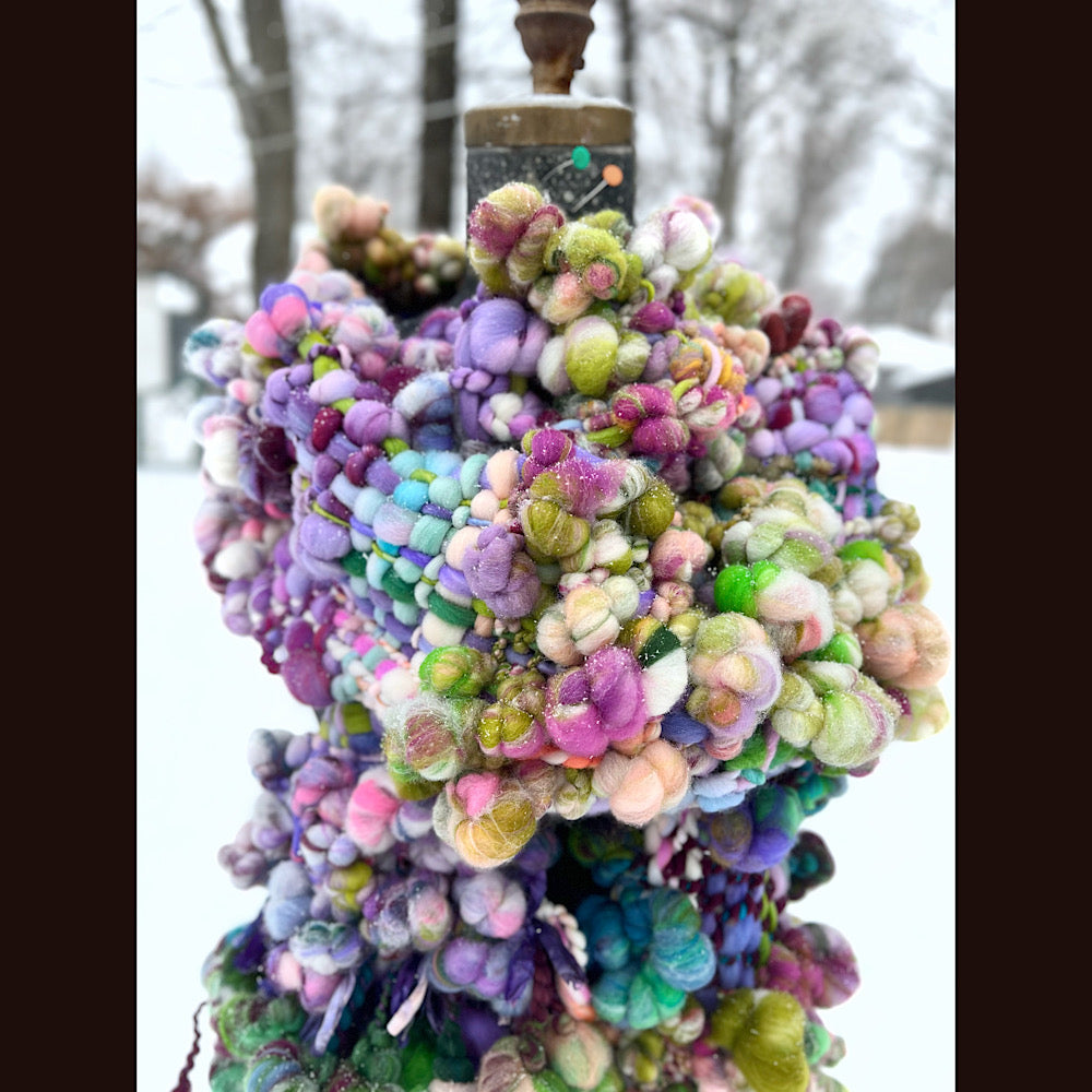 Winter rose Woven art yarn Scarf 100” X 7-8”