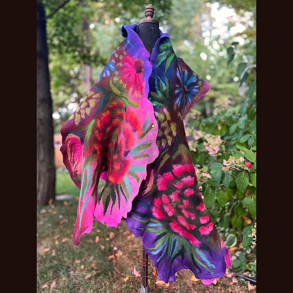 Handmade Felted wool Scarf 86” X 26”