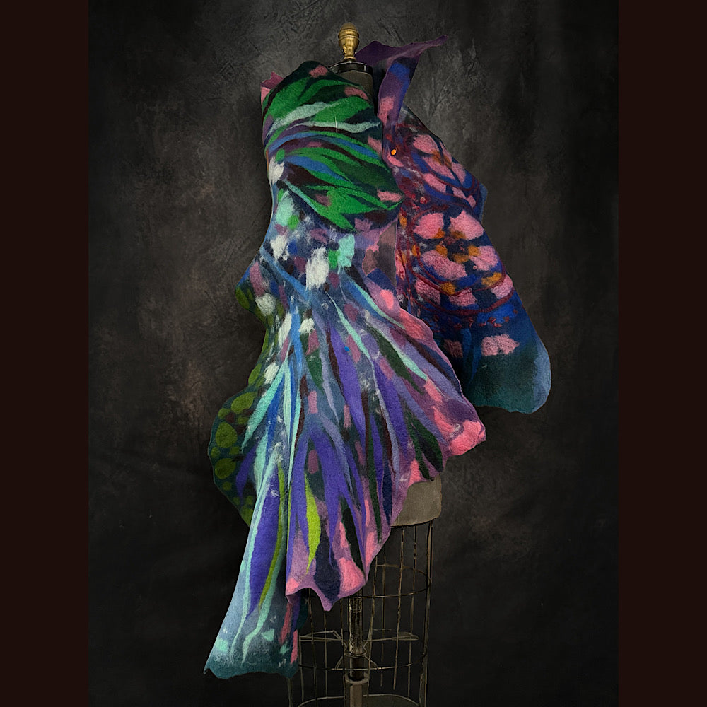 OOAK Handmade wool Felted Scarf 81” X 19”