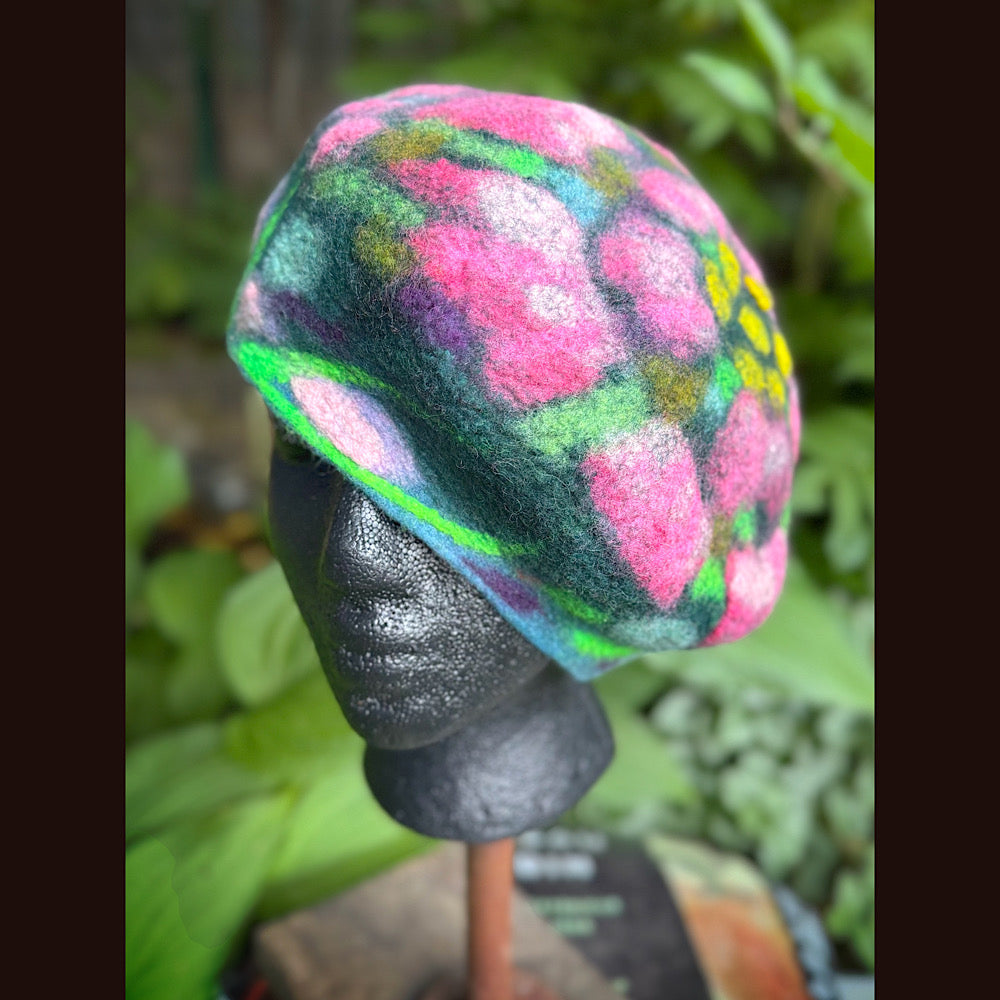 OOAK Handmade wool Felted beret 22” small