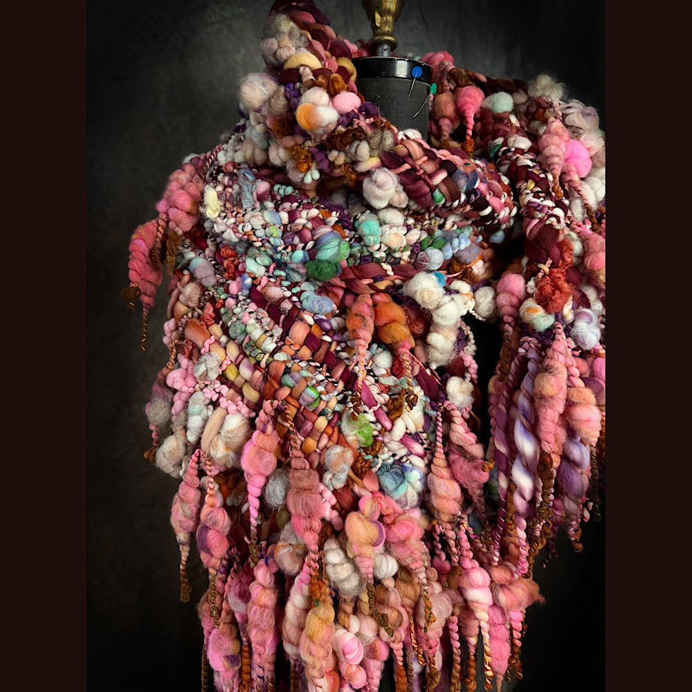 Handmade wool Woven Scarf 86” X 11”