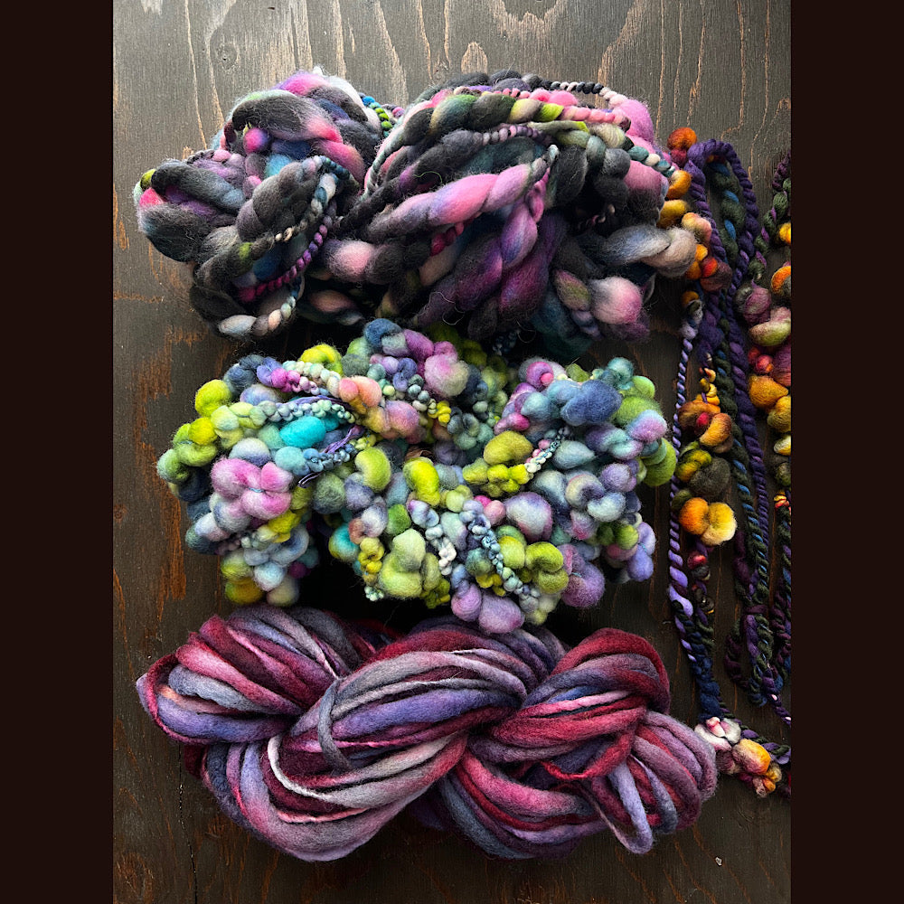 Large lot of hand spun yarn for weaving  knitting crochet 12.3 oz