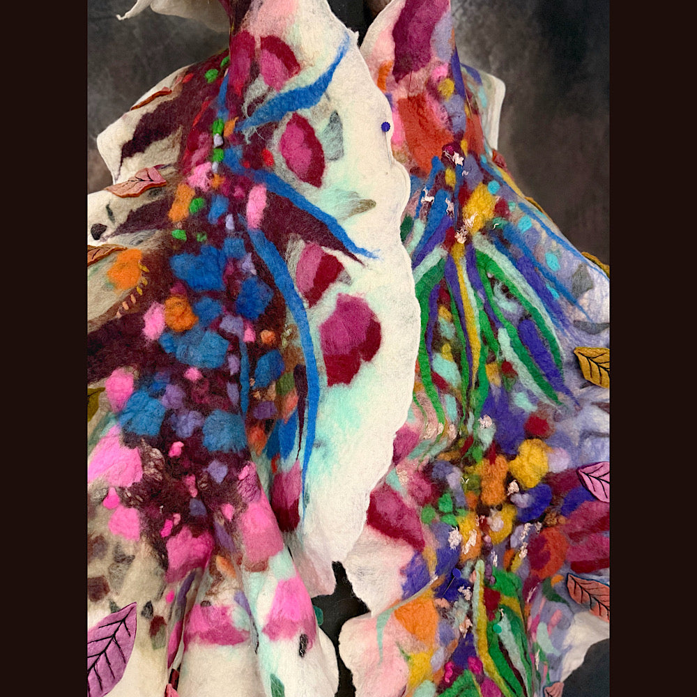 OOAK Handmade wool Felted Scarf 82” X 17”