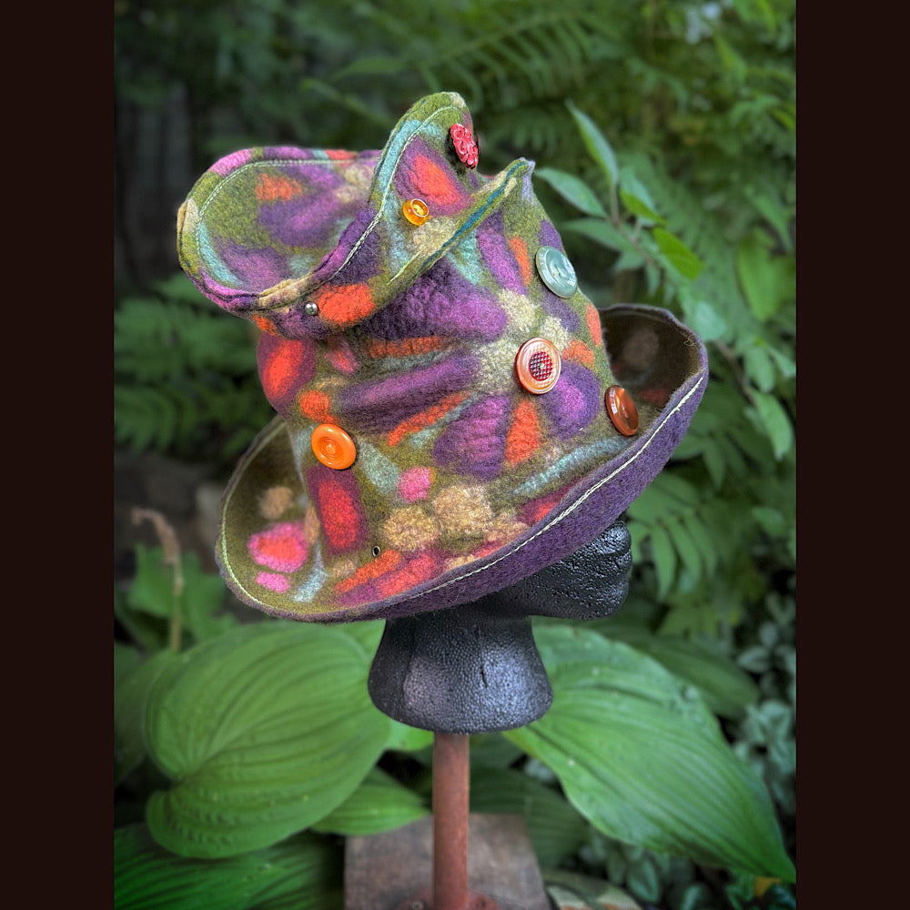 OOAK Handmade wool Felted hat 22” small