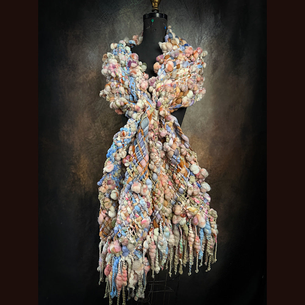 Handmade wool Woven Scarf 88” X 11”