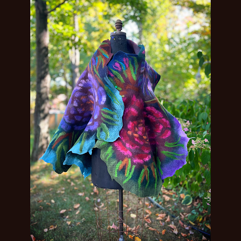 Handmade Felted Wool Scarf 74” X 29”