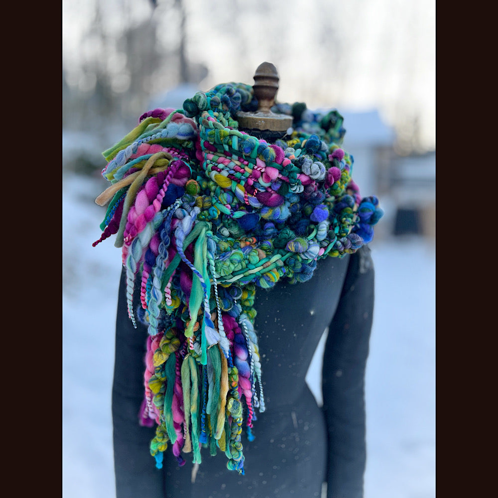 Woven art yarn Scarf 92” X 8.5”