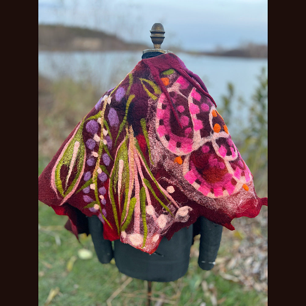 Felted floral capelet