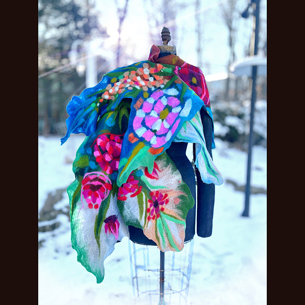 Rose Felted Shawl 84” X 21”