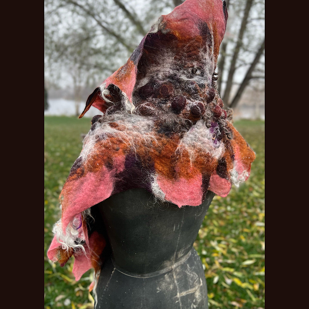 Autumn roses felted scarf 56” X 18