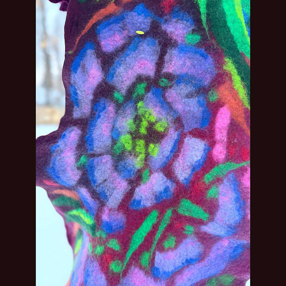 Handmade wool Felted Scarf 80” X 17”