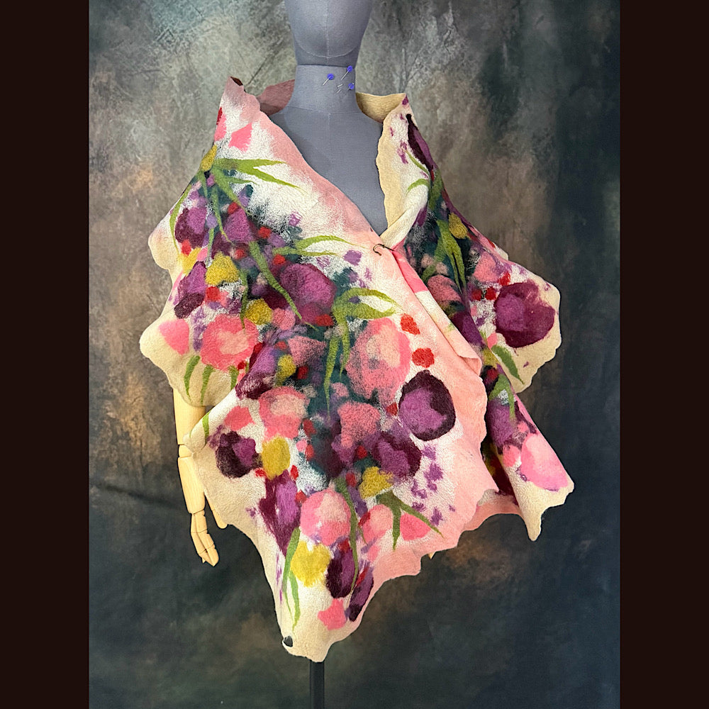 OOAK Handmade wool Felted Scarf 80” X 17” Original art work