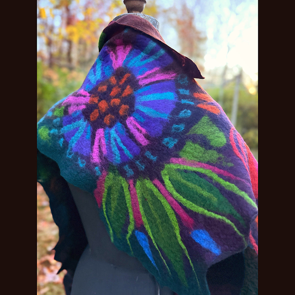 Handmade wool Felted Scarf 82” X 31”