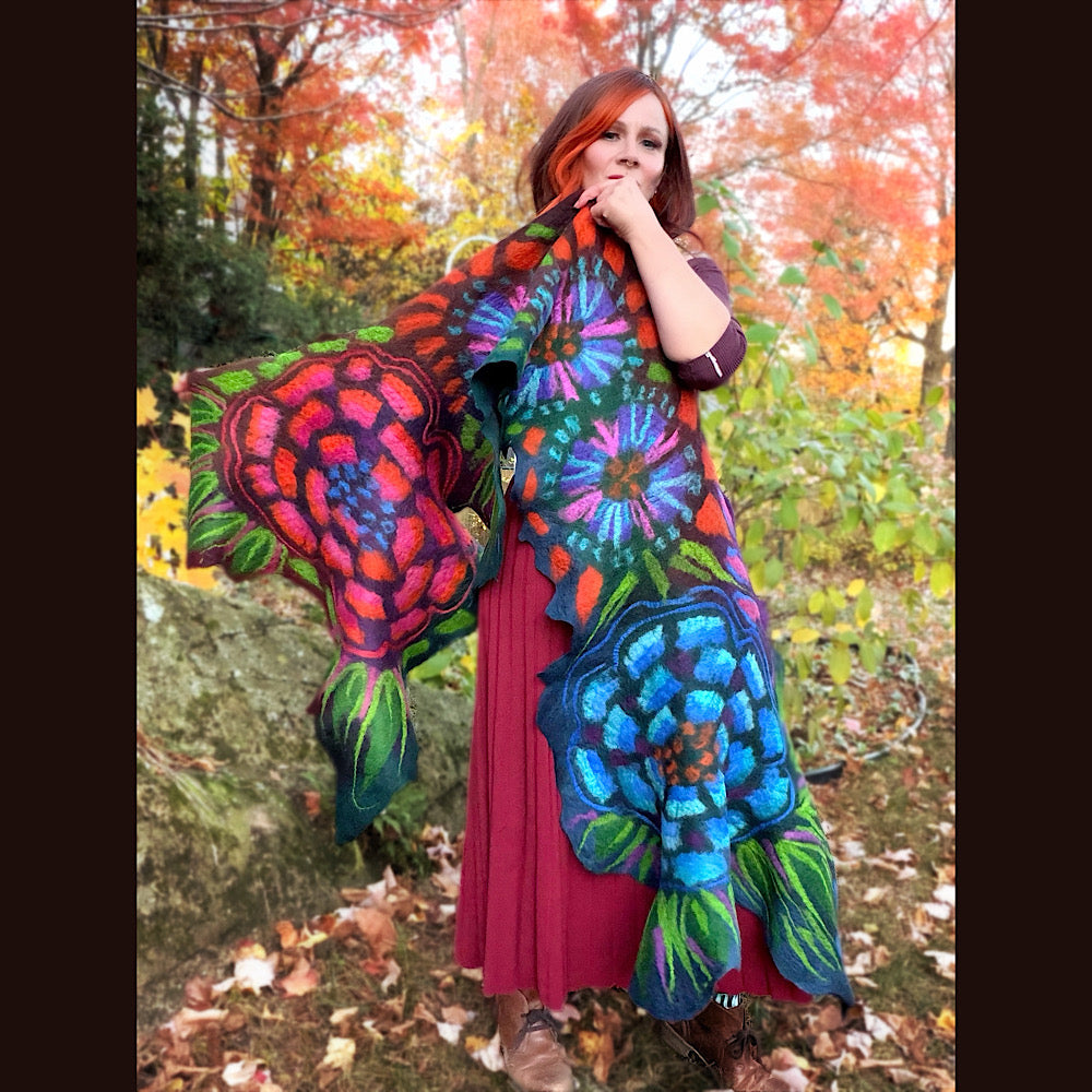 Handmade wool Felted Scarf 82” X 31”