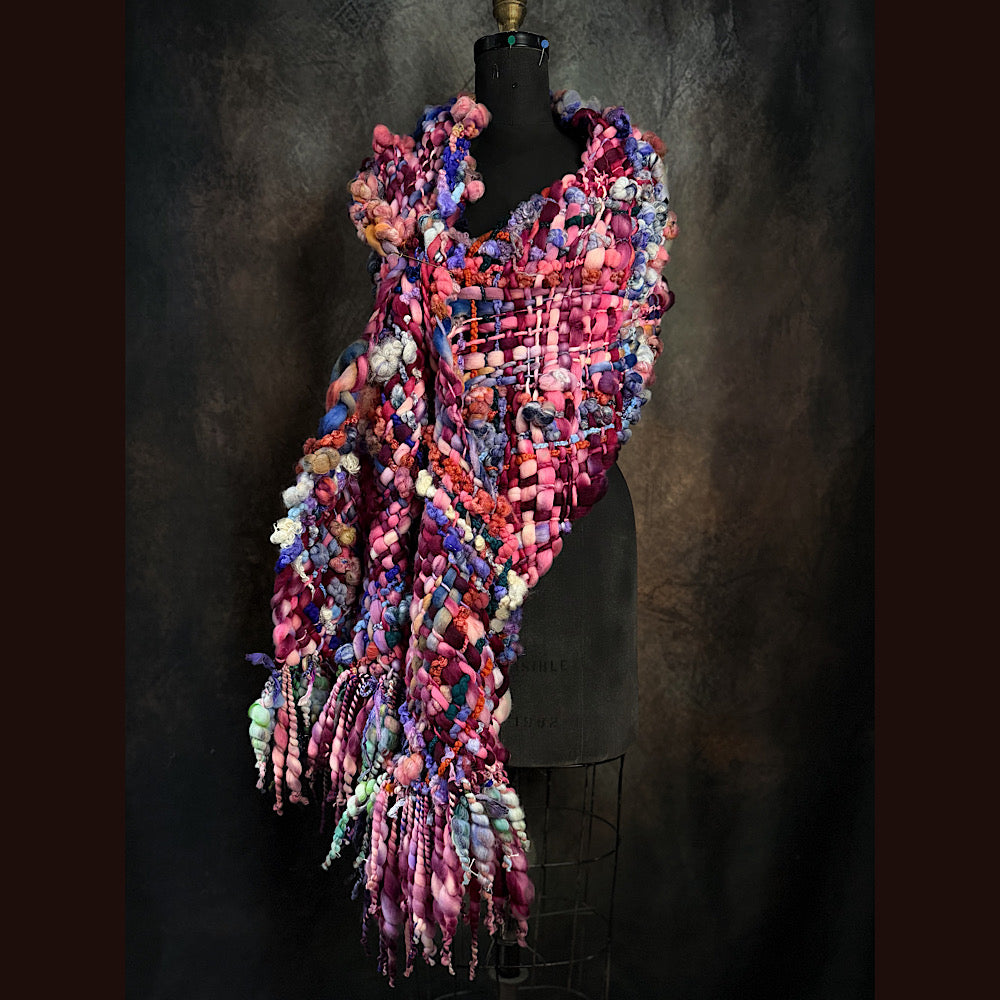 Handmade wool Woven Scarf 88” X 11”