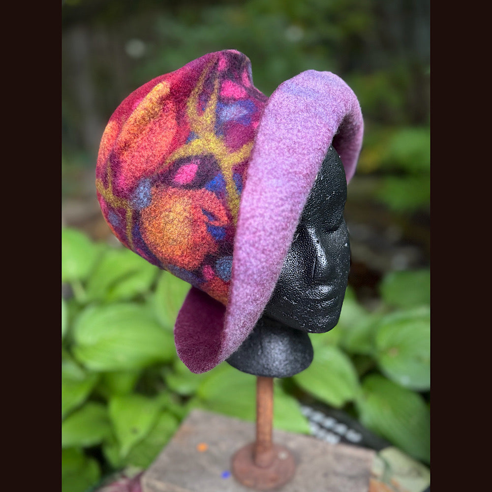 OOAK Handmade wool Felted hat 23.5” medium