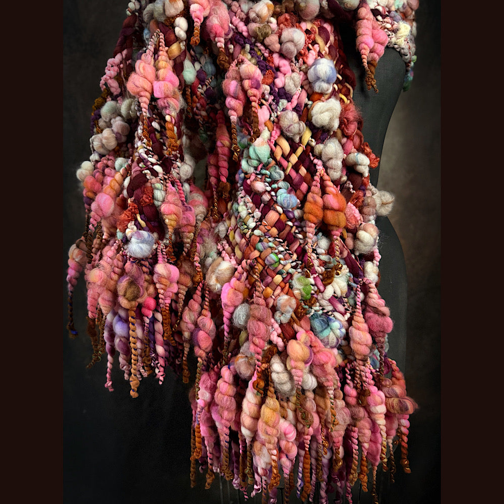 Handmade wool Woven Scarf 86” X 11”