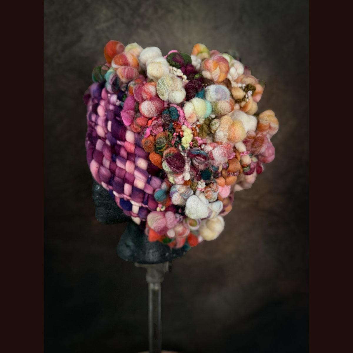 OOAK Handmade wool Woven hat 23.5” medium large