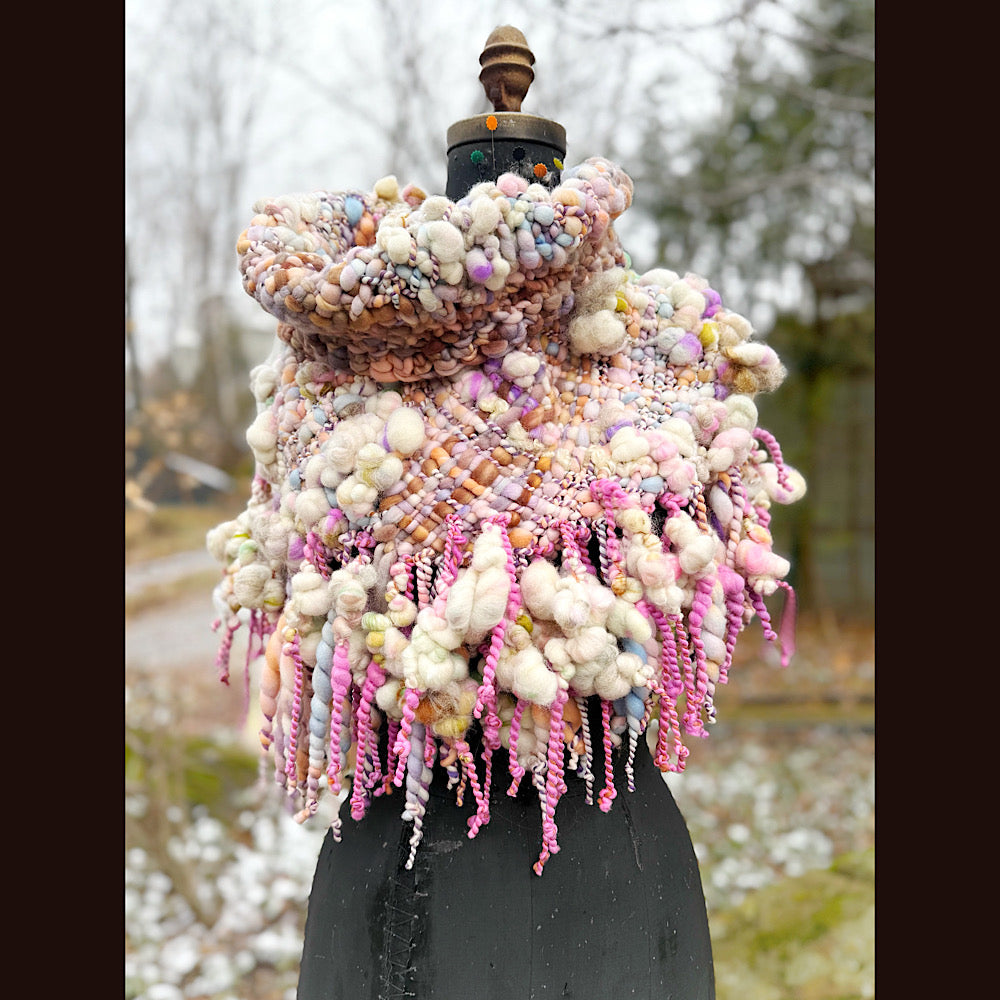 Handmade wool Woven Scarf shawlette 19”X 20”