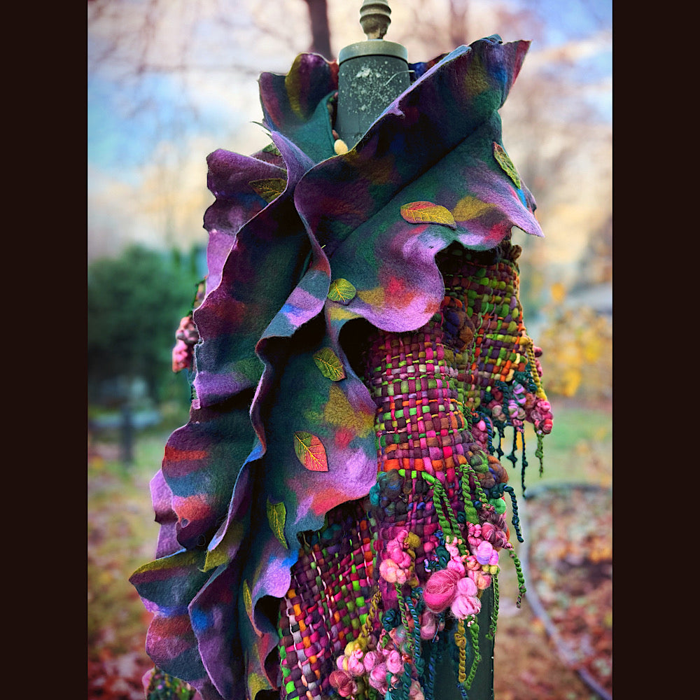 Handmade wool Felted Scarf 90” X 16”