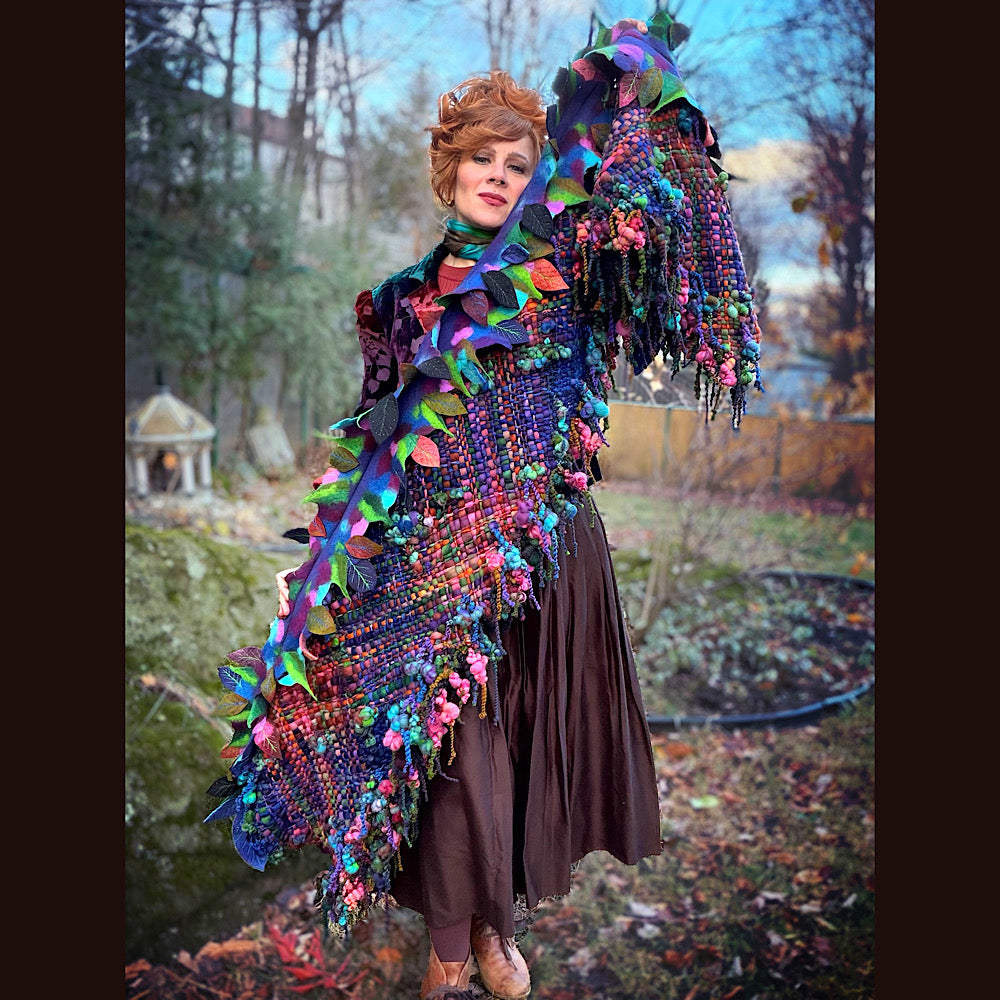 Handmade wool Felted Scarf 88”X 18”