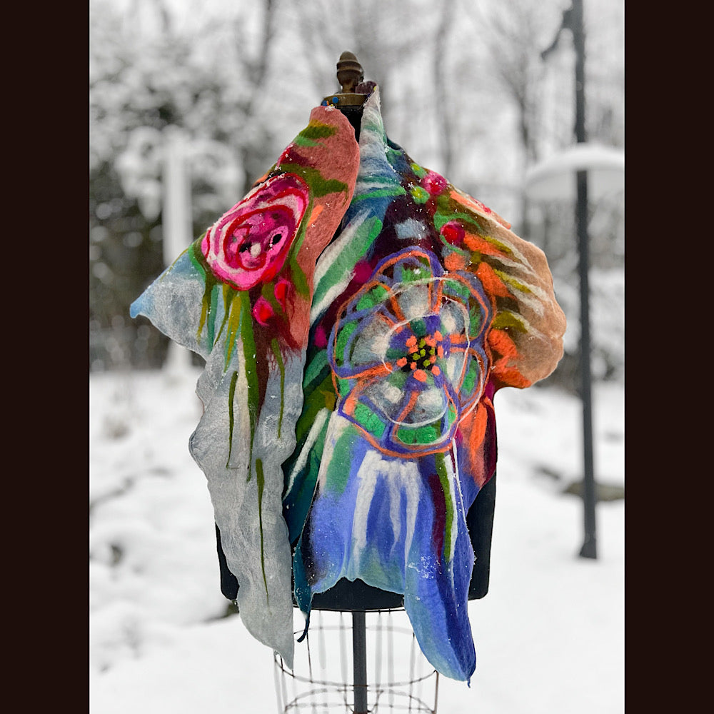 Rose Felted Shawl 84” X 21”