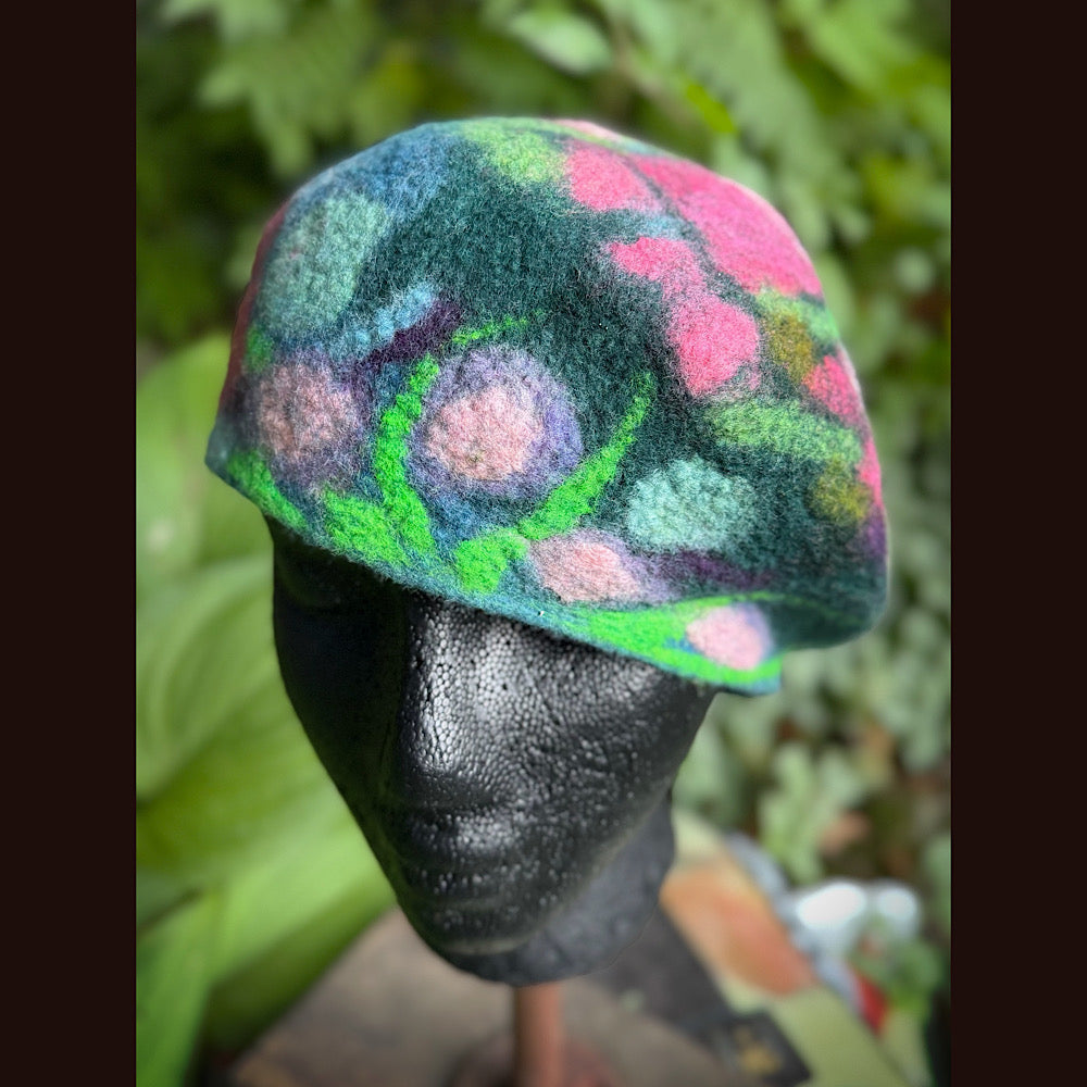 OOAK Handmade wool Felted beret 22” small