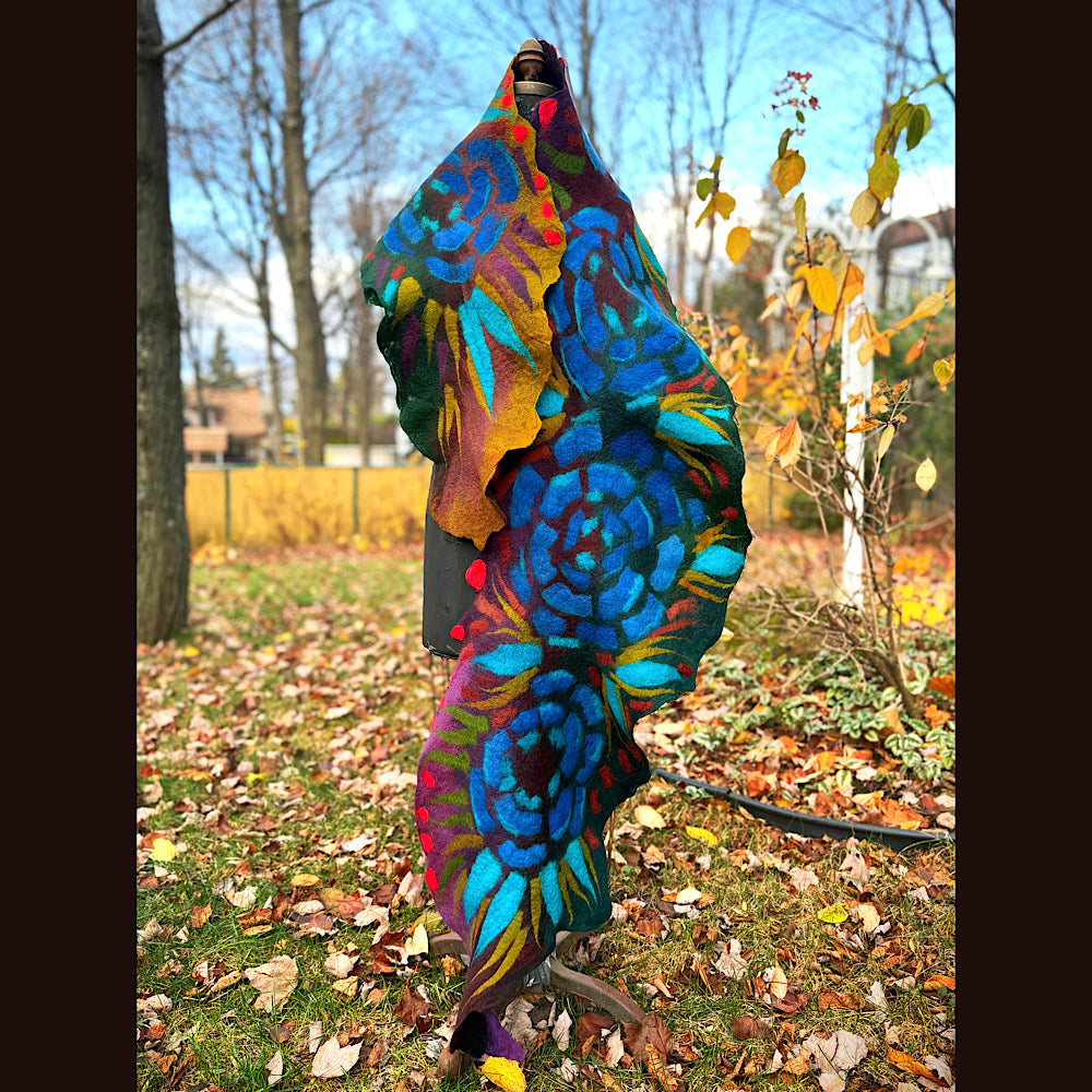 Handmade wool Felted Scarf 92” X 16”