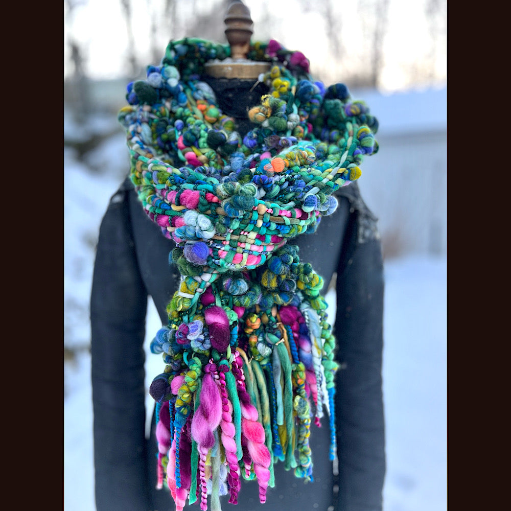 Woven art yarn Scarf 92” X 8.5”