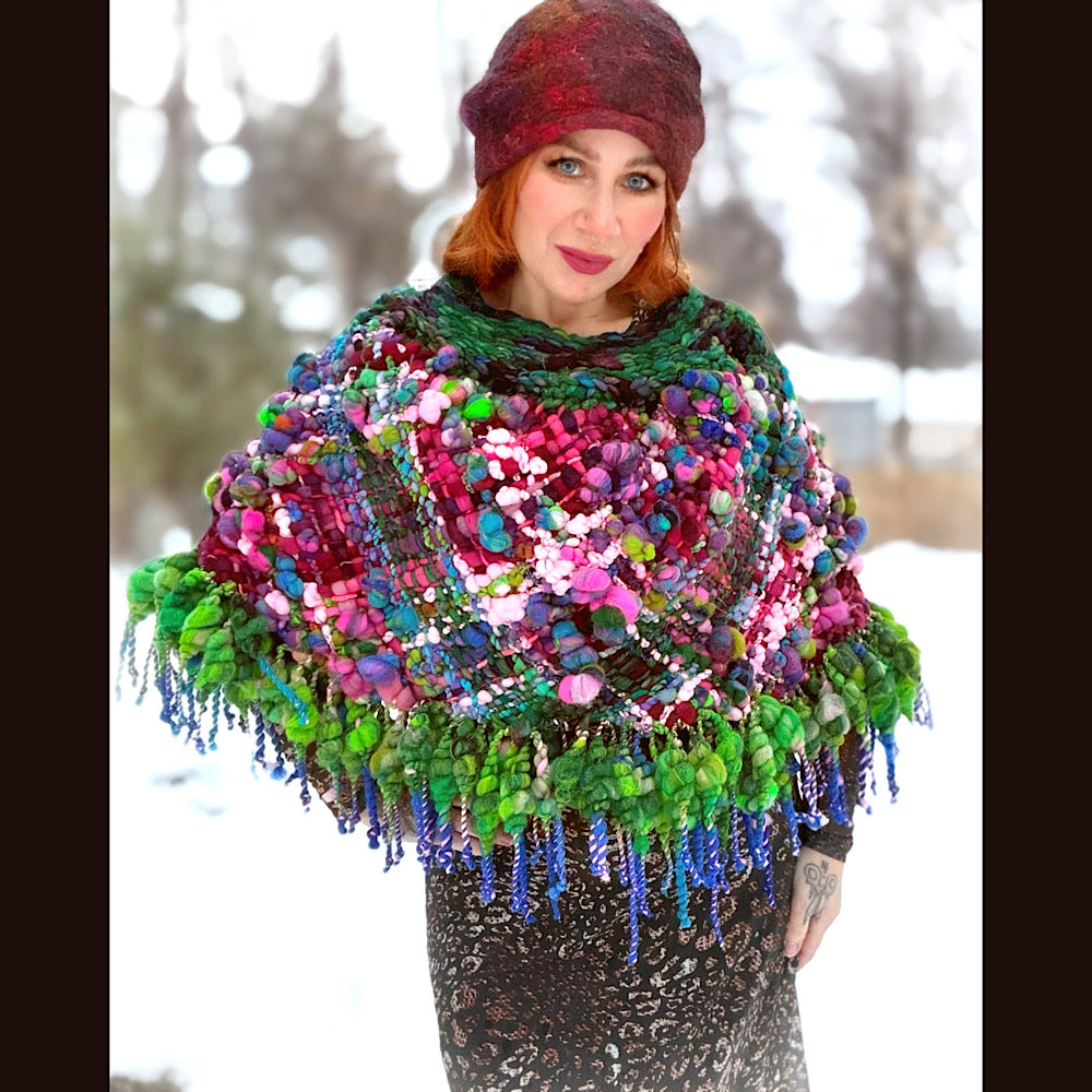 Handmade wool Woven Scarf shawlette 28” X  20” larger size