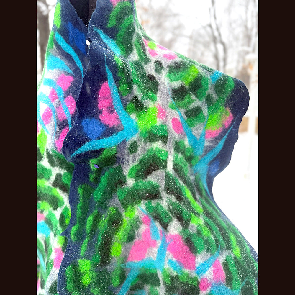 Handmade wool Felted Scarf 80” X 17”