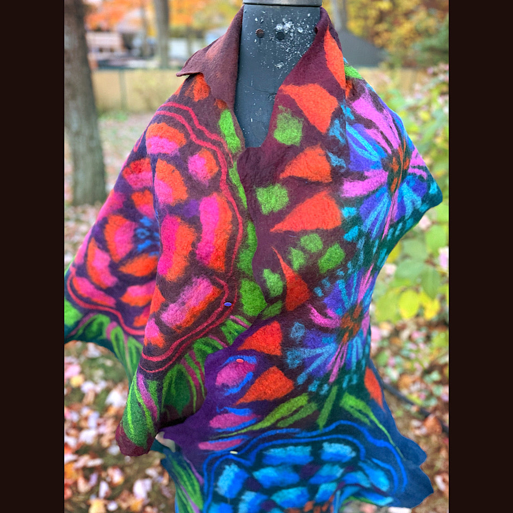 Handmade wool Felted Scarf 82” X 31”