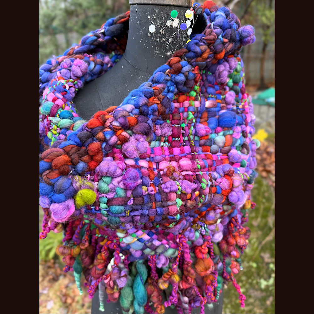 Handmade wool Woven Scarf shawlette 19” X 18”