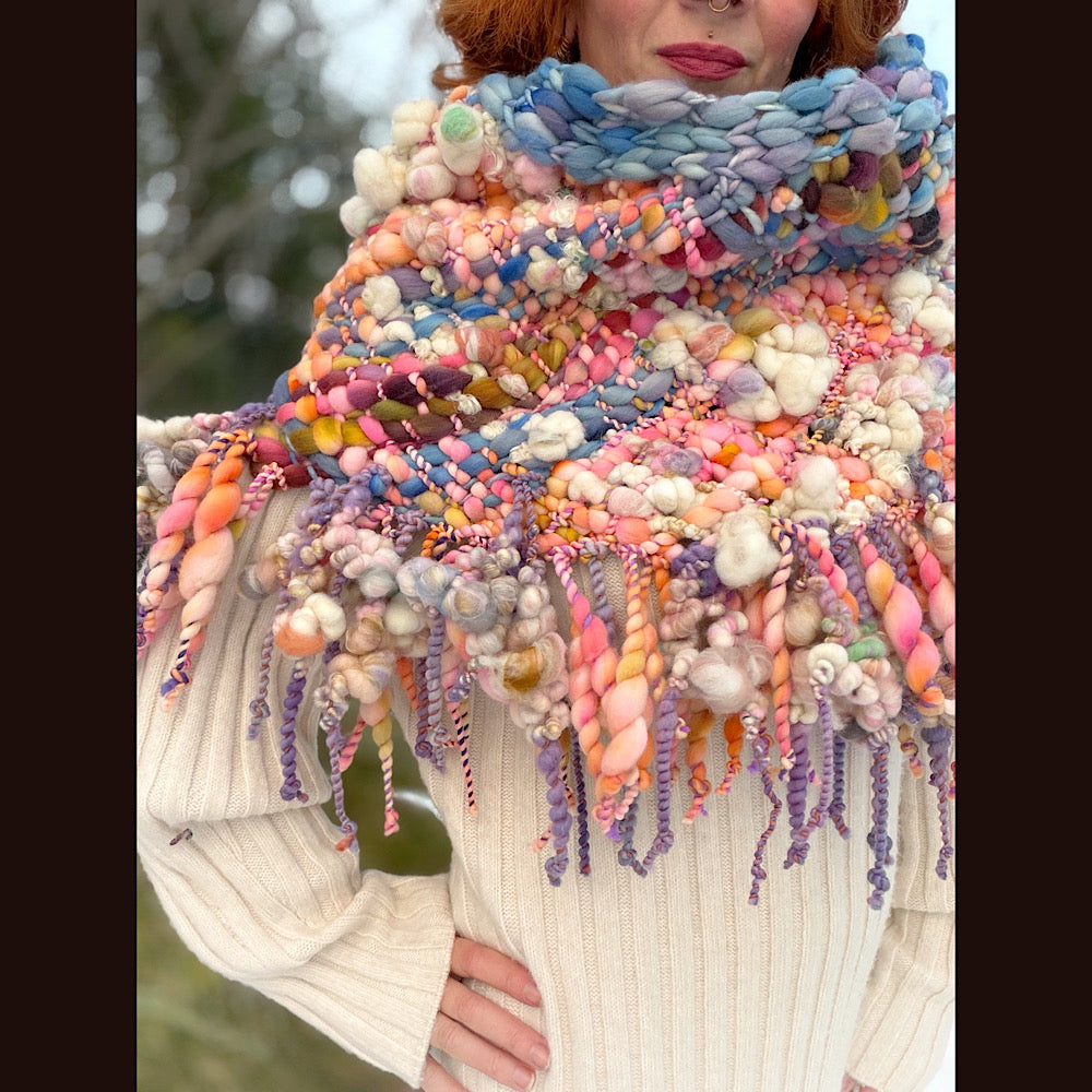 Handmade wool Woven Scarf shawlette 20” X 19”