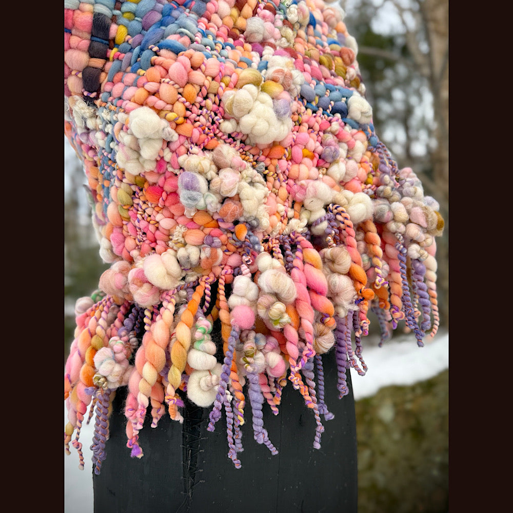 Handmade wool Woven Scarf shawlette 20” X 19”