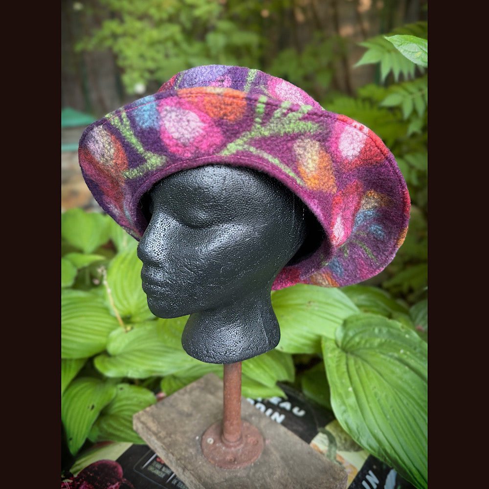 OOAK Handmade wool Felted hat 23.5” medium
