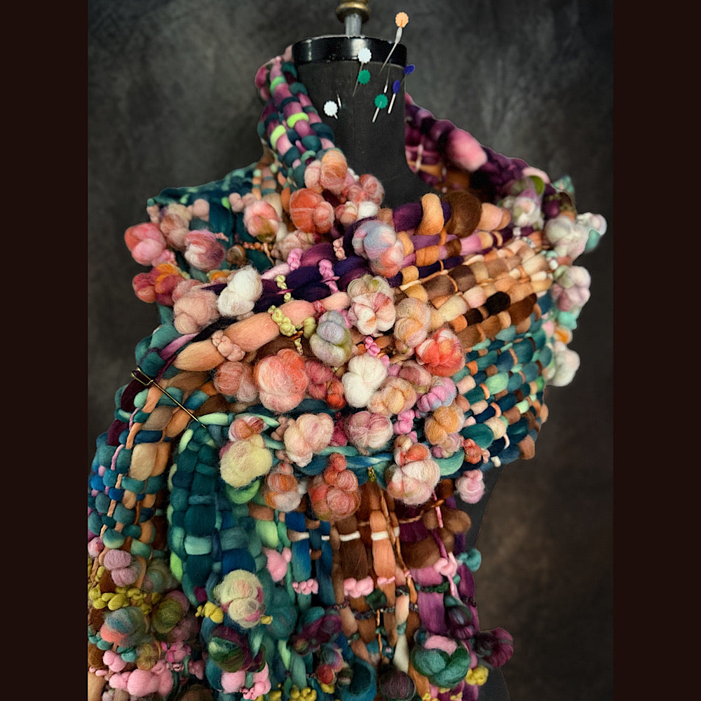 OOAK Handmade wool Woven Scarf 92” X 8”