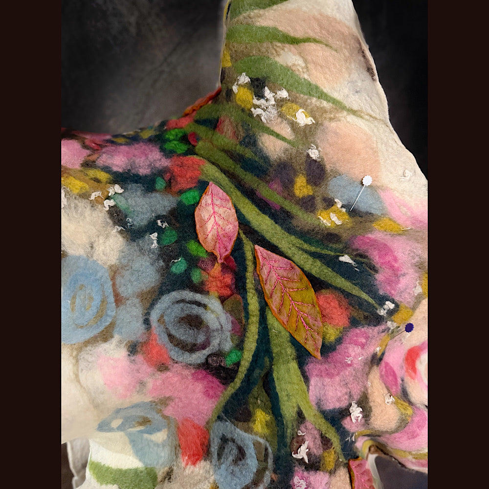 OOAK Handmade wool Felted Scarf 86” X 21”