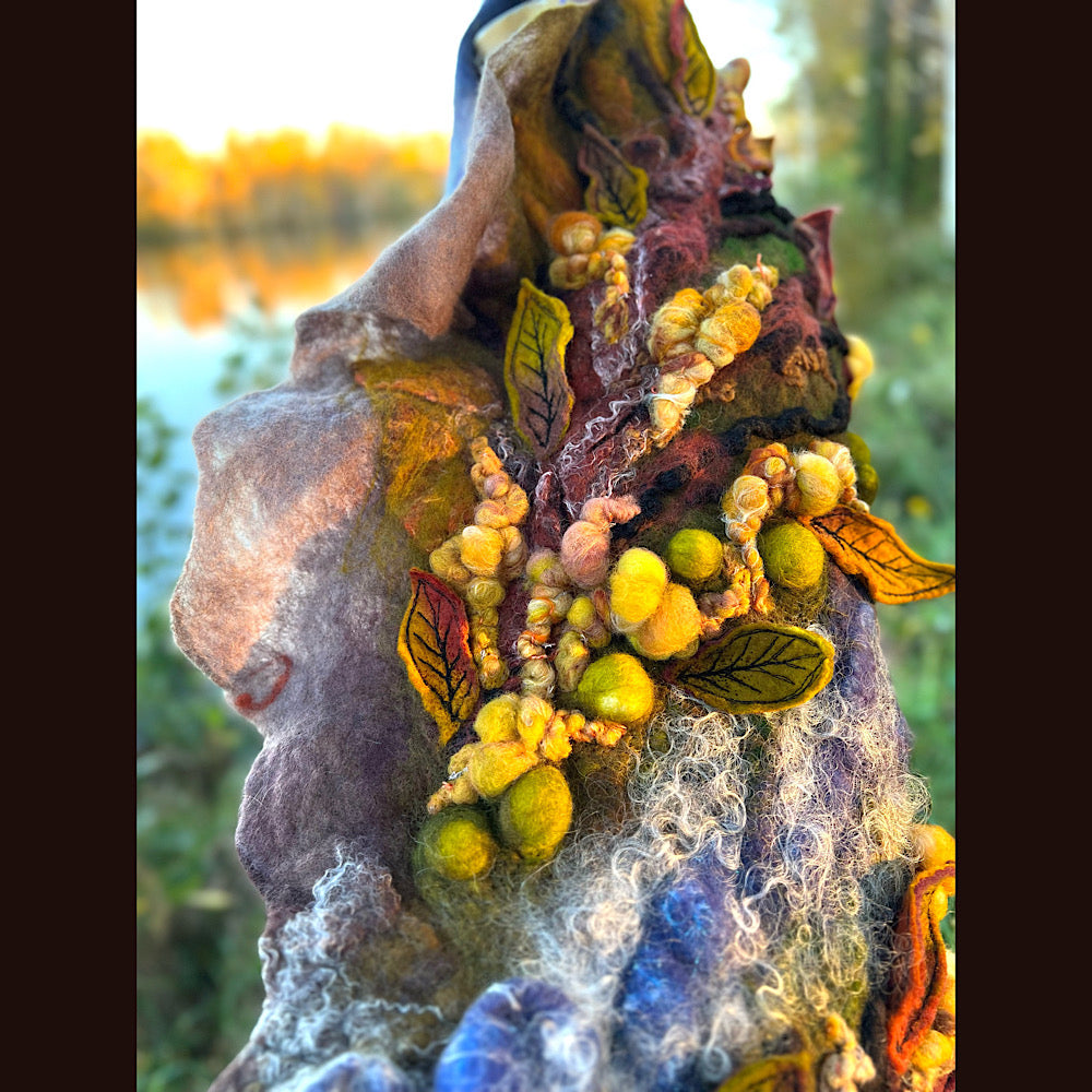 Chicoutimi river felted shawl 59” X 22”