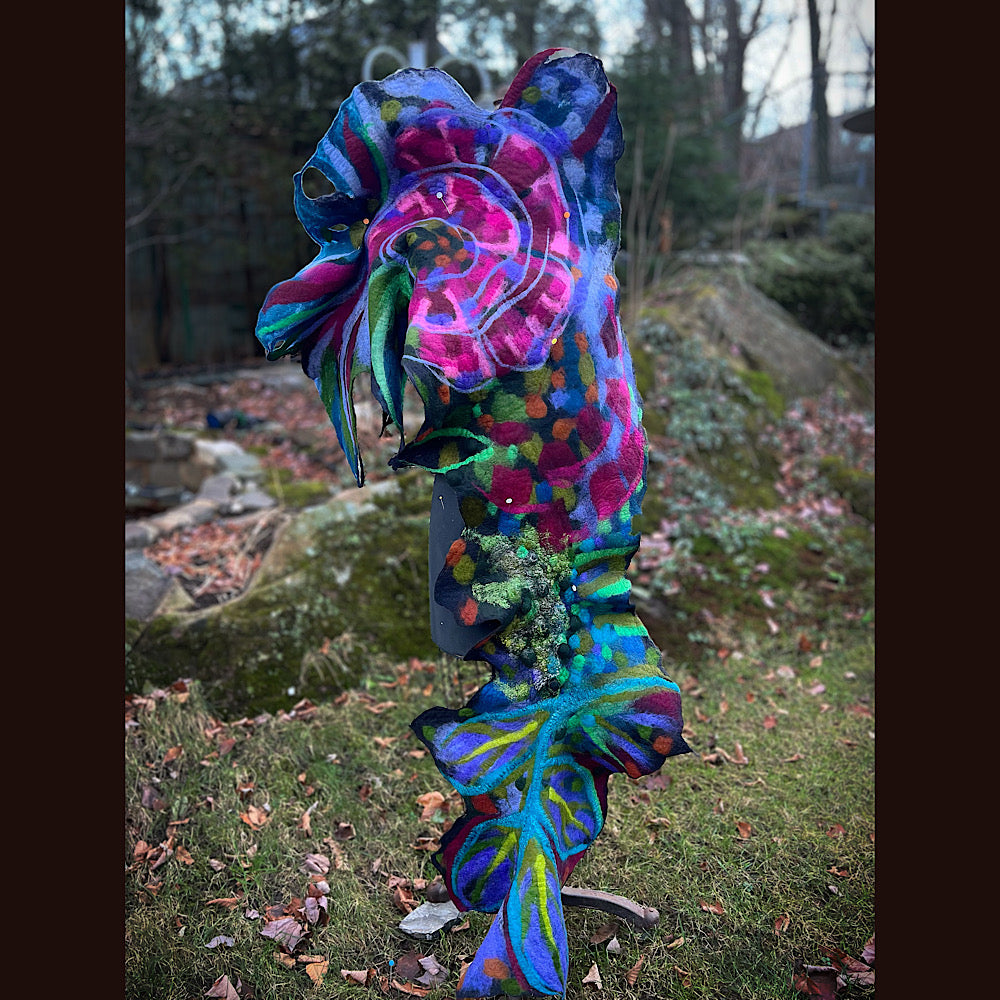 Rose Felted Shawl 84” X 29”