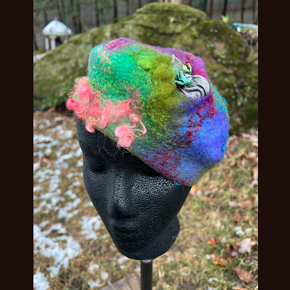 Light Felted silk beret small
