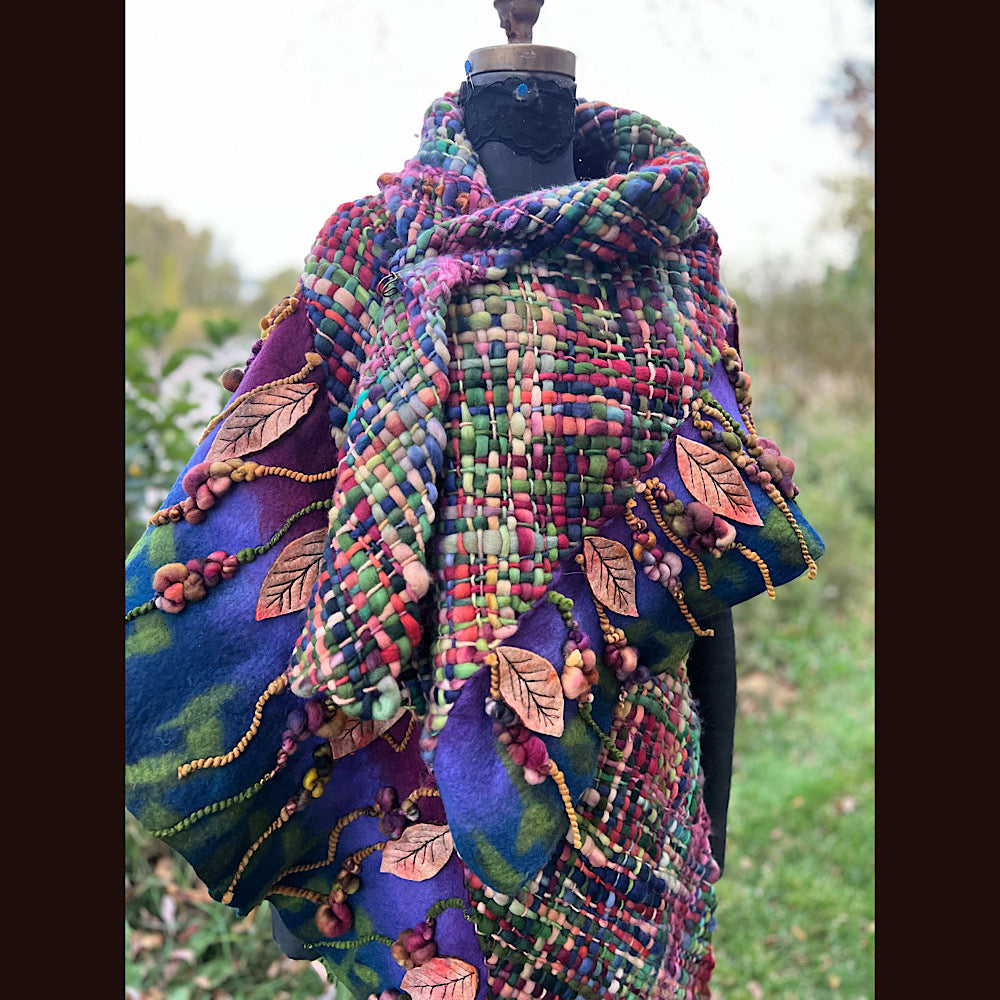 Felted and woven Shawl 84” X 23”