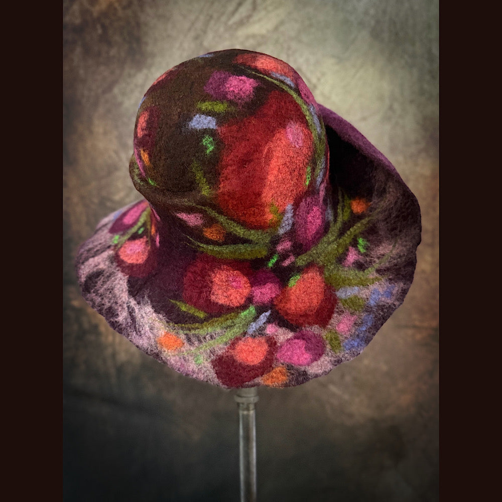 OOAK Handmade wool Felted hat 22” small