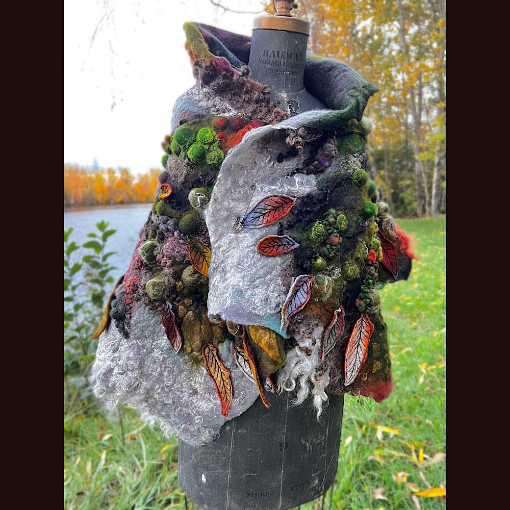 Reserved- Tundra felted shawl 78” X 22”- *this shawl has been extended *