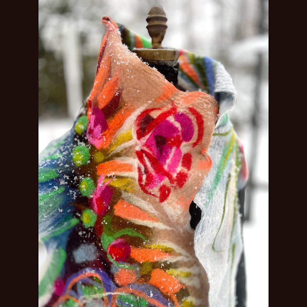 Rose Felted Shawl 84” X 21”